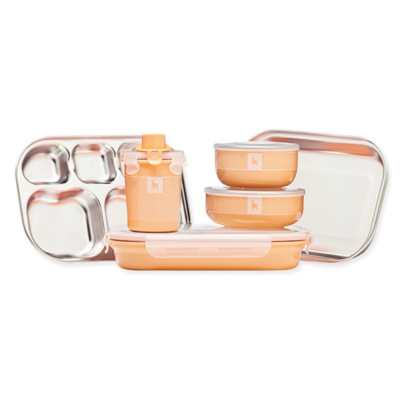 Kangovou Kids Dishware Set Peaches Cream Stainless