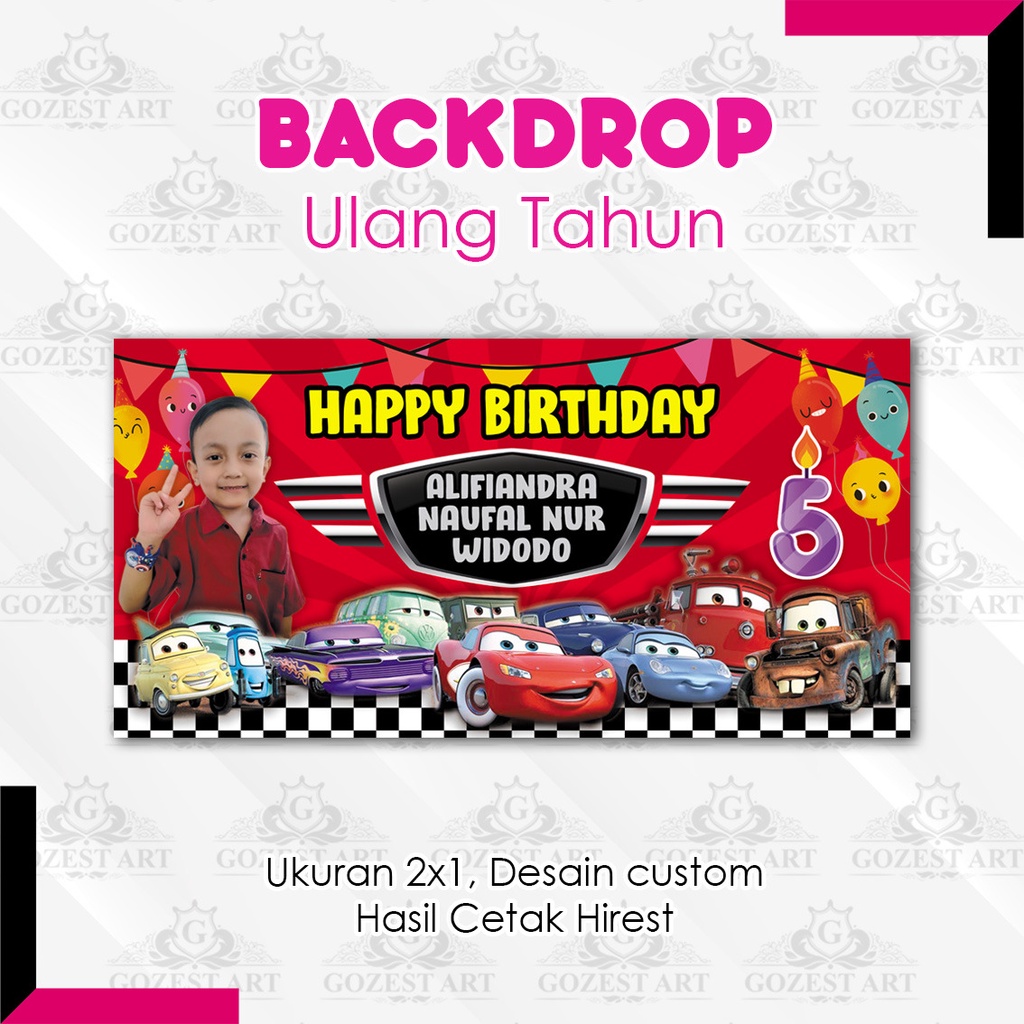 Backdrop Ulang Tahun Banner Birthday party anak custom desain 2x1m