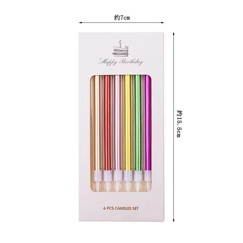 COD❤️6PCS/ SET Lilin Pensil  Dekorasi Pesta Ulang Tahun Lilin Panjang Birthday Hadiah Ulang Tahun Impor Murah