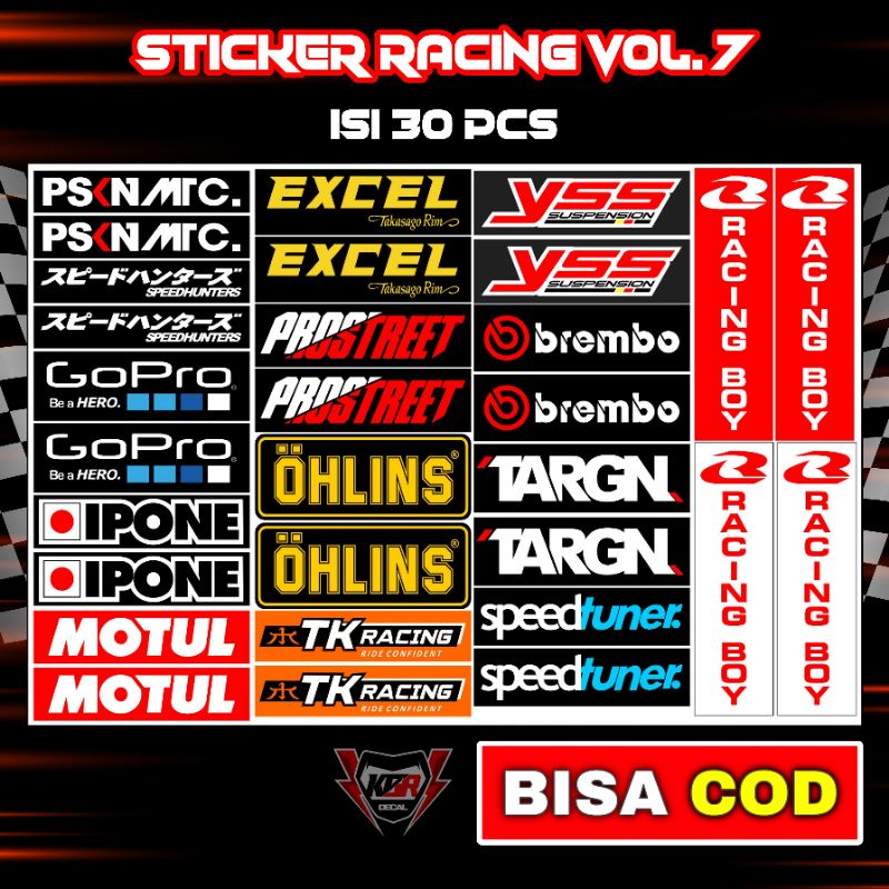 Stiker Racing pack isi 13 15 25 27 Stiker Sponsor Stiker Helm Stiker Motor Sticker Motor