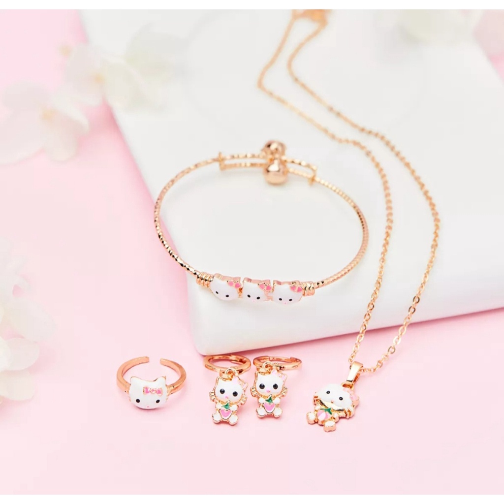 Set Perhiasan Xuping Anak Gelang Kalung Anting Cincin