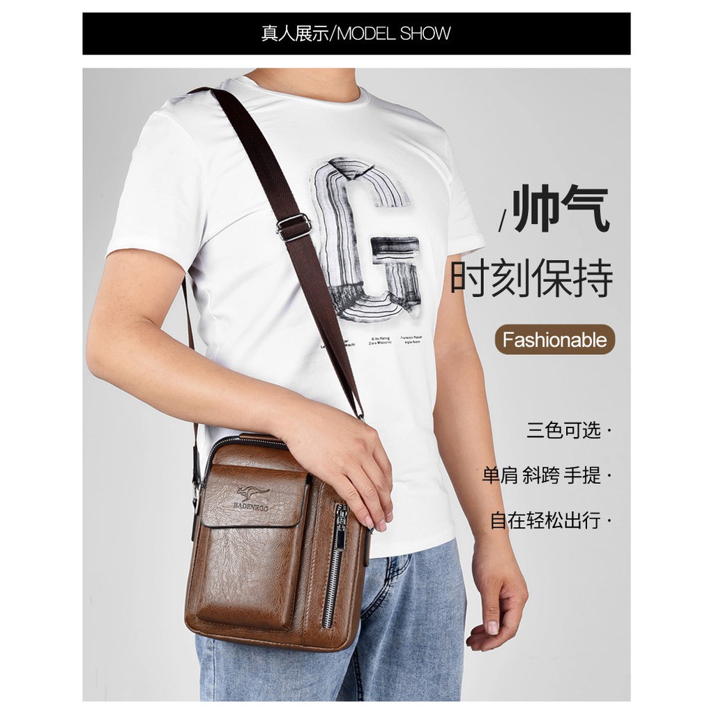 [ORIGINAL] Badenroo Tas Selempang Kulit Import Pria Casual Style Men's Leather Shoulder Bag