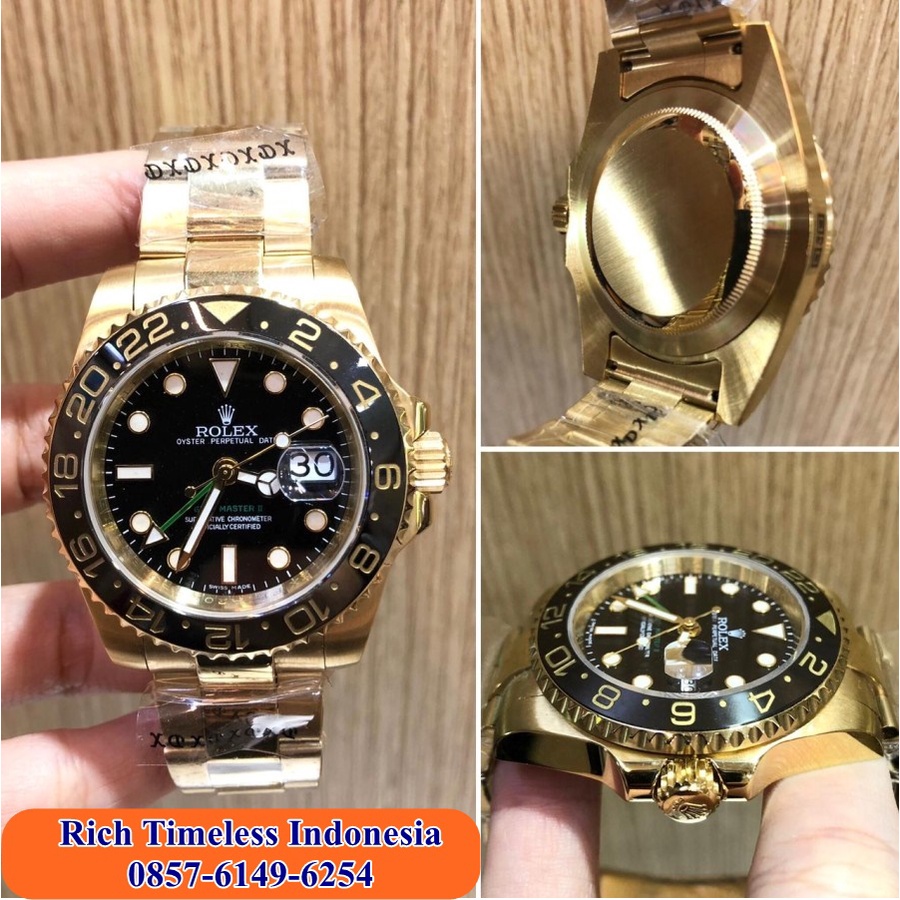 Mega Sale  Jam Tangan Pria Keren Merk Rolex GMT Master ll Chain Stainless Rosegold Jam Tangan pria M