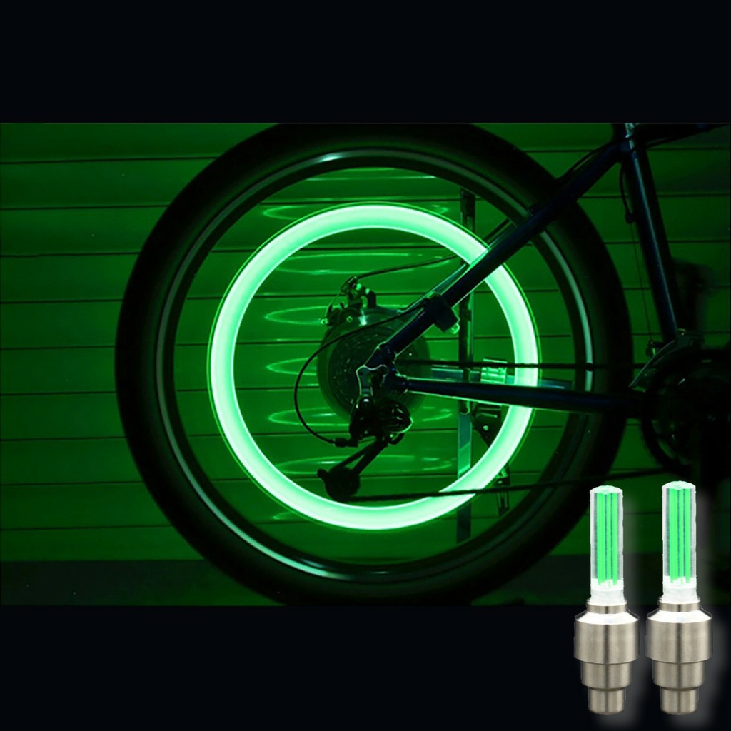 [Premium Store]1PCS Tutup Pentil Nyala Lampu / Pentil Roda Lampu Motor Sepeda Mobil / Gowes yuk-Hijau