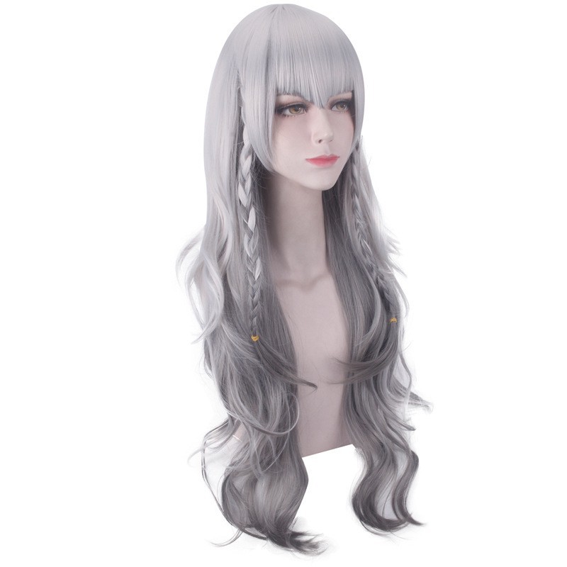 LOL-96 wig daily lolita rambut palsu cosplay panjang abu gray