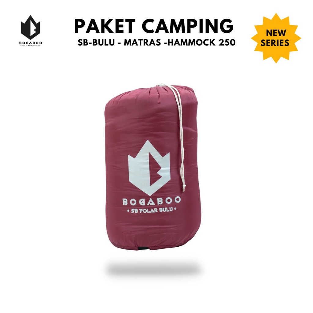 Paket Hemat - Sleeping Bag Polar Bulu BOGABOO + Matras Gunung + Hammok Single - Kantung Tidur