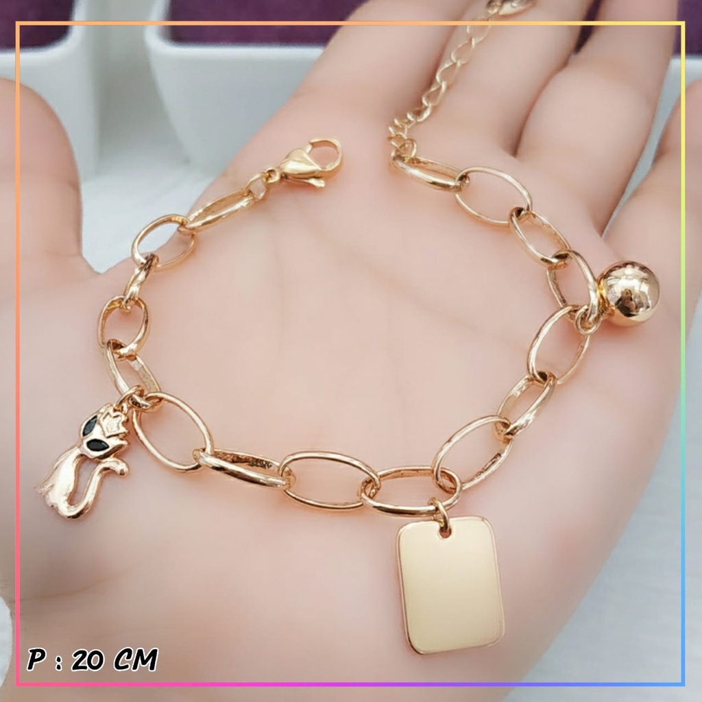 Gelang xuping ori gelang dewasa jurai rantai polos ala korea tebal bahan premium kotak perhiasan wanita lapis emas gold GL 122