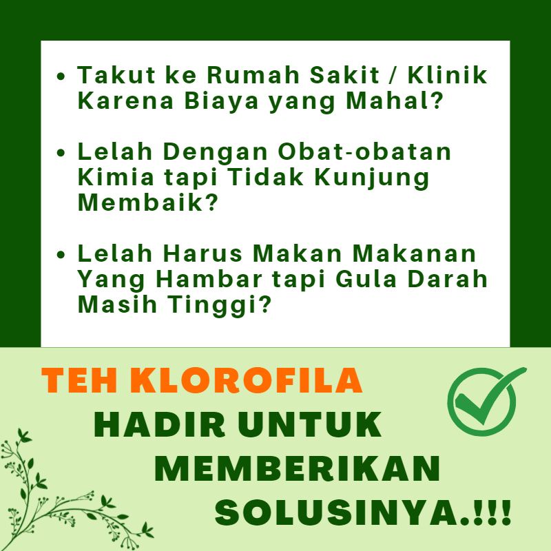 TERBARU TEH KLOROFILA HERBAL DIABETES [ PROMO - 1 PCS KLOROFILA ] - ORI - OBAT HERBAL DIABETES AMPUH