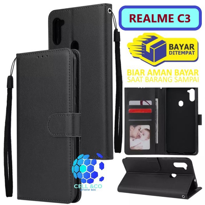 Flip cover REALME C3 Flip case buka tutup kesing hp casing hp flip case leather wallet