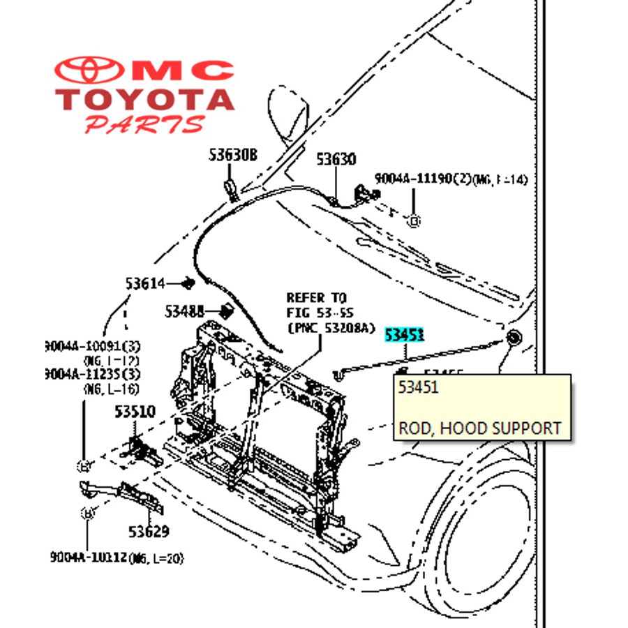 Tiang Penyangga Kap Mesin Rod Hood Support New Rush Terios 53451-BZ210