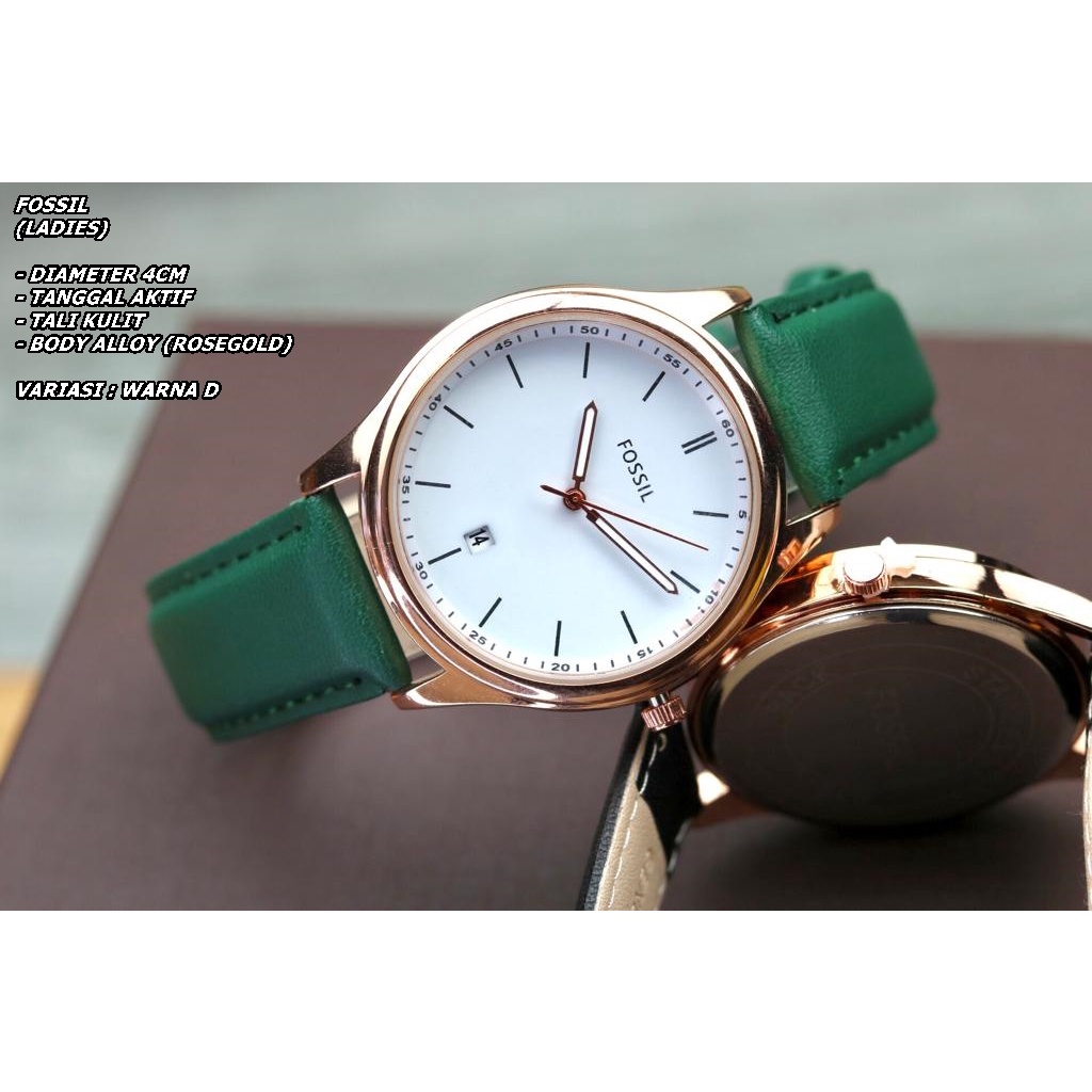 JAM TANGAN WANITA FASHION TALI KULIT BODY ALLOY ROSE GOLD TANGGAL AKTIF