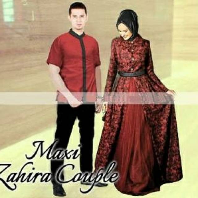 couple brokat zahirah maroon couple busana muslim couple terbaru 2018 gamis couple gamis pesta party