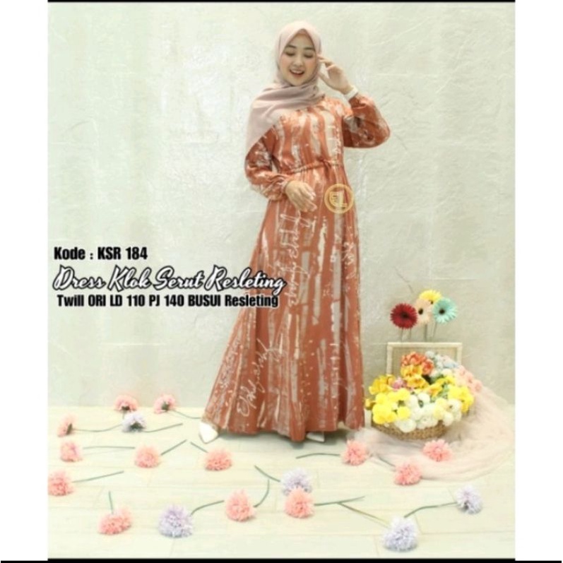 Gamis Dress twill ORI ELZAF klok serut resleting