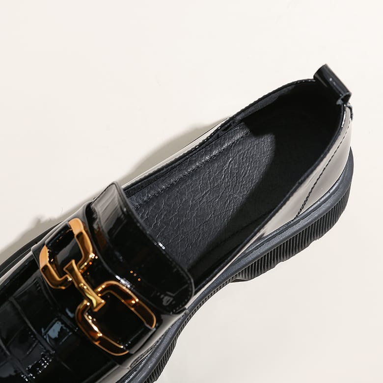 Sepatu Loafer wanita / Sepatu Docmart CROCO GLOSY RANTAI Premium ALYSA 22