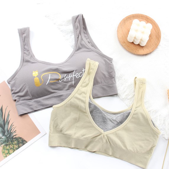 FYGALERYSURABAYA  BRA536 Bra Tanpa Kawat Miniset Pakaian Dalam Wanita Motif Kucing Purrfect Cat Bra Olahraga Sportbra Gym