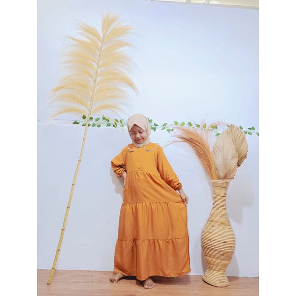 (PROMO) Midi Dress Anak Bahan Rayon Premium Usia 5-8tahun / Baju gamis anak perempuan Muslim Terbaru