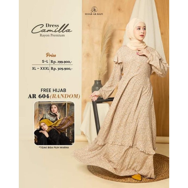 Dress Gamis Terlaris - Camilla Dress Arrafi - Baju Muslim Wanita Lengan Panjang Abaya Gamis Rayon Pr