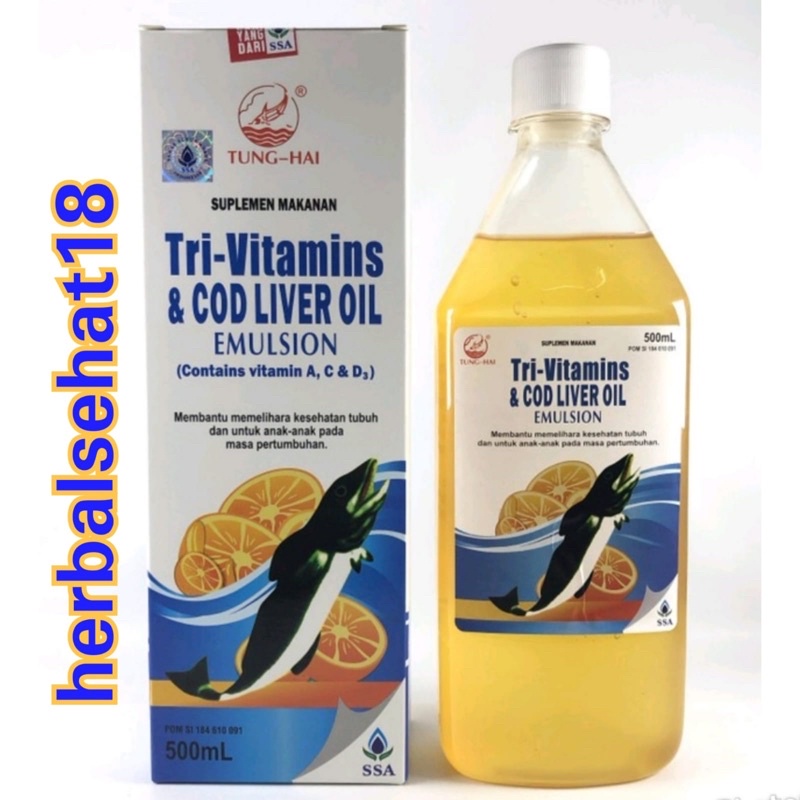 MINYAK IKAN TUNG HAI - TRI VITAMINS - COD LIVER OIL EMULSION