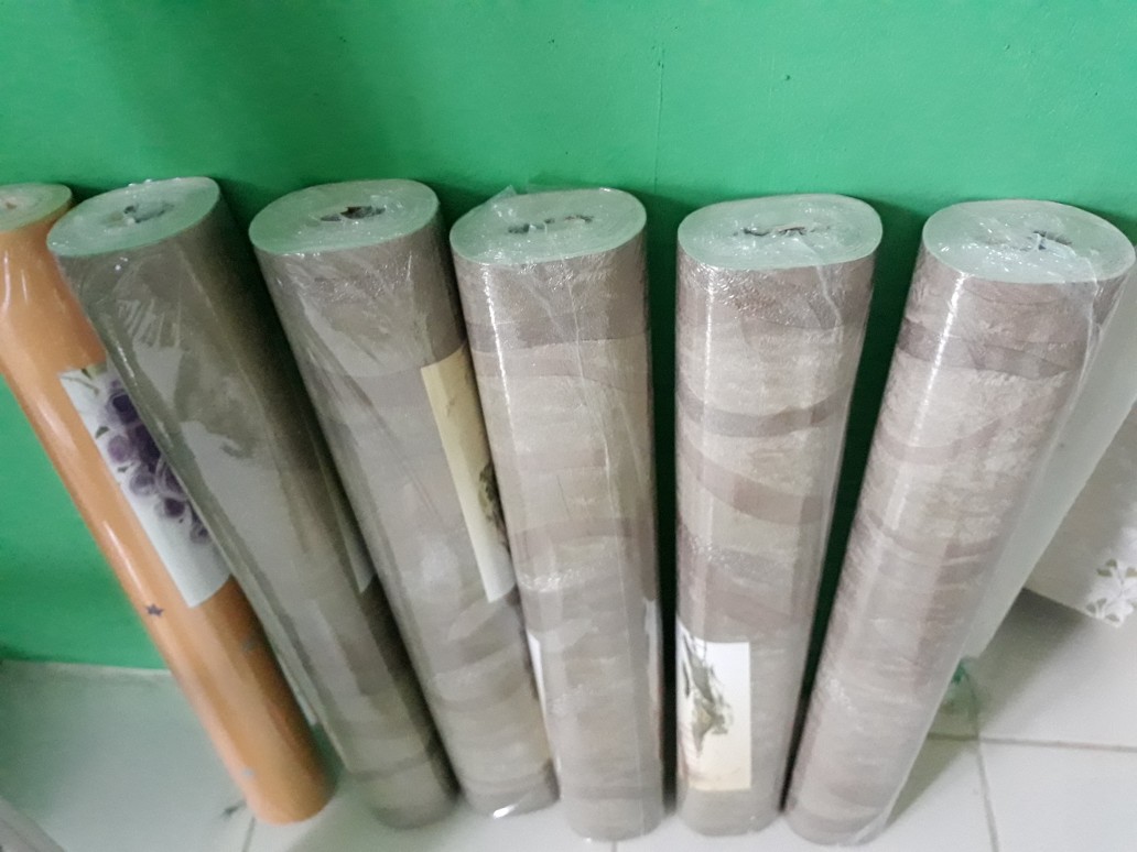 Wallpaper Vinyl Mewah Non Sticker Motif Abstrak Hijau Lumut 53cmx10m