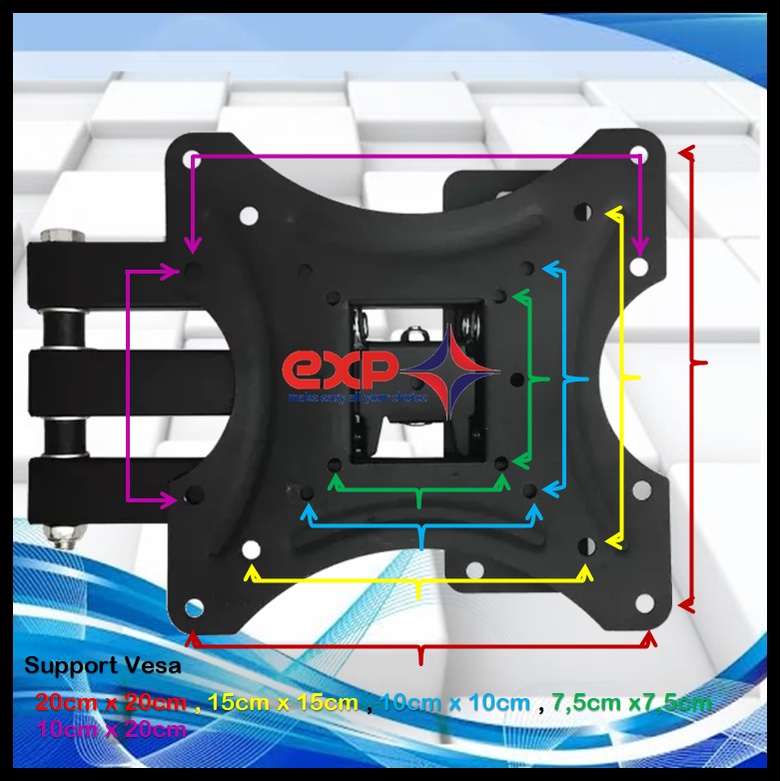 Bracket TV SHARP 14 s/d 43 inch 6 ARAH FULL BESI SUPER KOKOH GARANSI 100% ORI