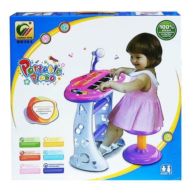 Kado Mainan Alat Musik Piano PORTABLE PIANO PINK