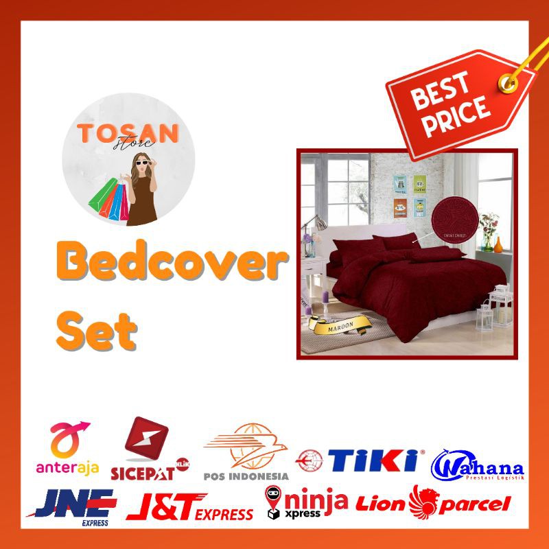 Bed cover + Sprei Monalisa Murah Sprei Emboss Satu Set Sprei Bantal Guling Sprei Premi