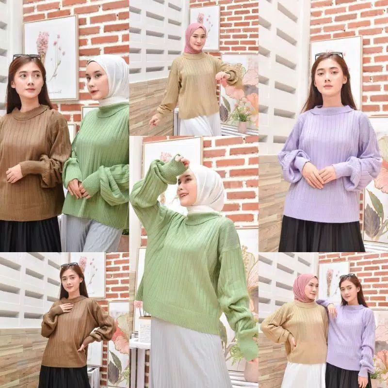 DISCON !!! JOVANKA RAJUT OVERSIZE / TURTLENECK KNITWEAR ARSYILLA PUFFY / RAJUT ATSAN WANITA