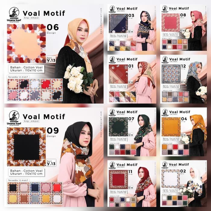 STOCK TERBATAS VOAL MOTIF UMMAMA JILBAB HIJAB SEGI EMPAT PRINTED / UMMAMA VOAL MOTIF - RANDOM ACAK