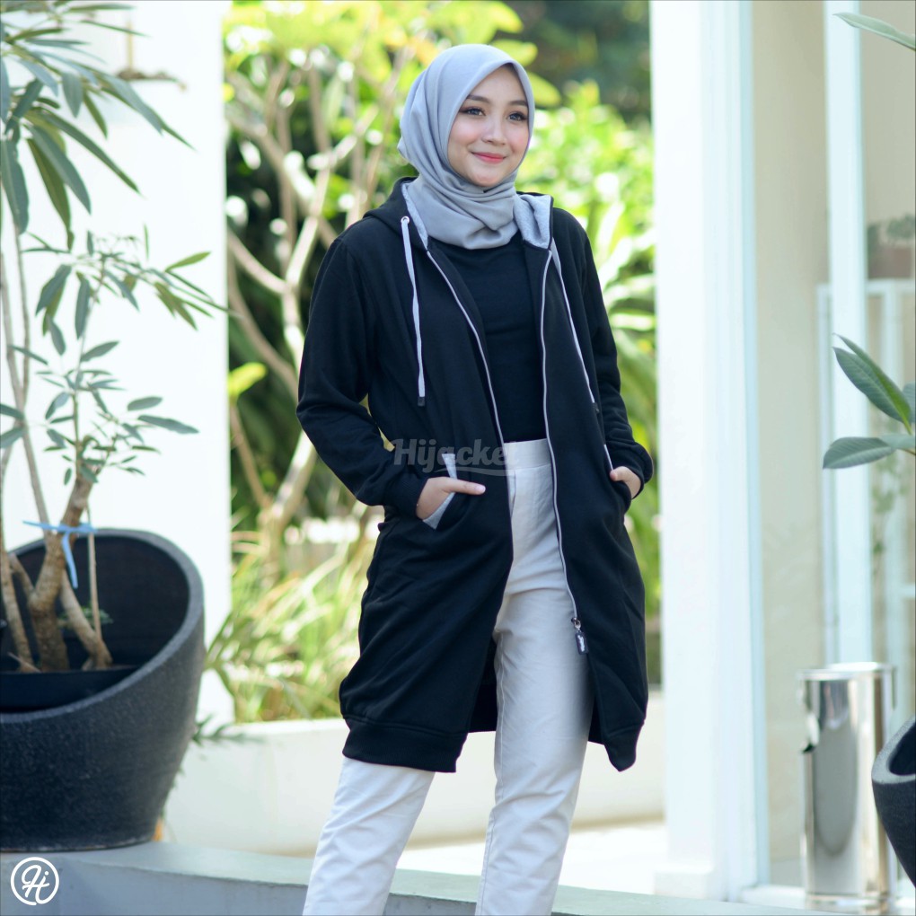 Jaket Tebal Wanita Hijab Hijacket Basic Sweater Hijaket Hoodie Original Model Polos Panjang-7