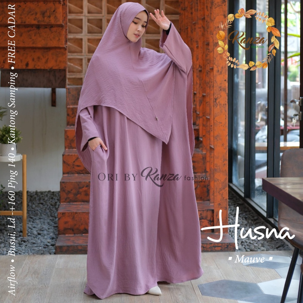 Husna Syari Gamis Muslim Free Cadar Original Produk By Kanza Fashion