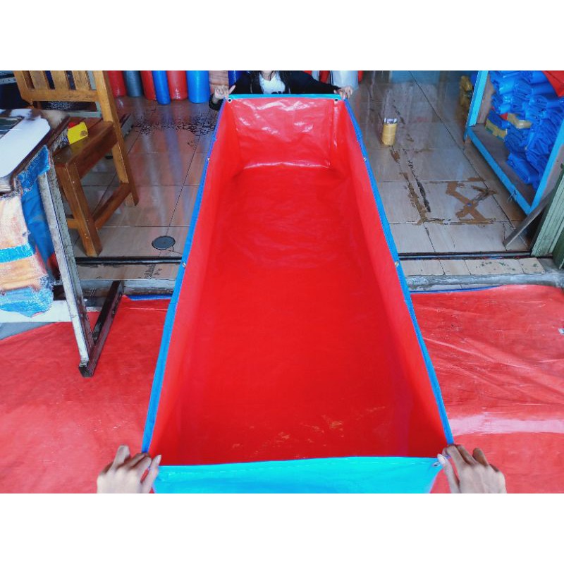 terpal kolam ikan bentuk kotak TYPE A12 kualitas terbaik ukuran panjang 150 lebar 50 tinggi 50