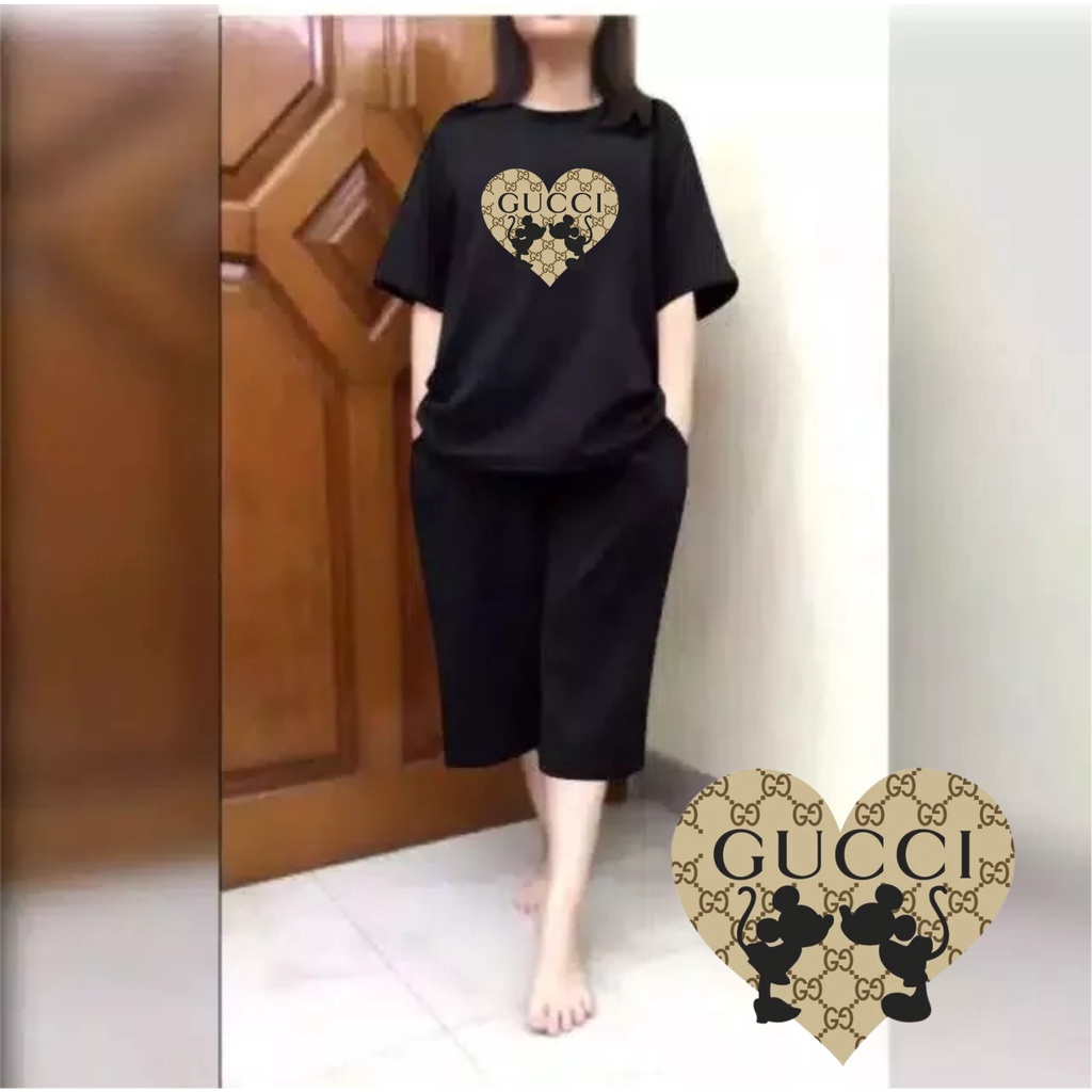 Setelan Jumbo Wanita + Celana Kulot 3/4 Atasan Big Size LD 120 LOVE GG