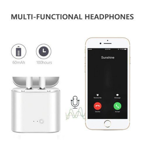 Universal Earphone headphone Wireless Mic Stereo Magic I7s Putih 115101