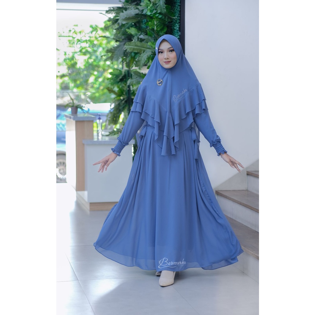 GAMIS FATIMAH BERMERKS SYARI CERUTY BABYDOLL SET KHIMAR  CLODIA SET SYARI SYAFANA NAHLA baju muslim modis modern khimar antem hitam putih