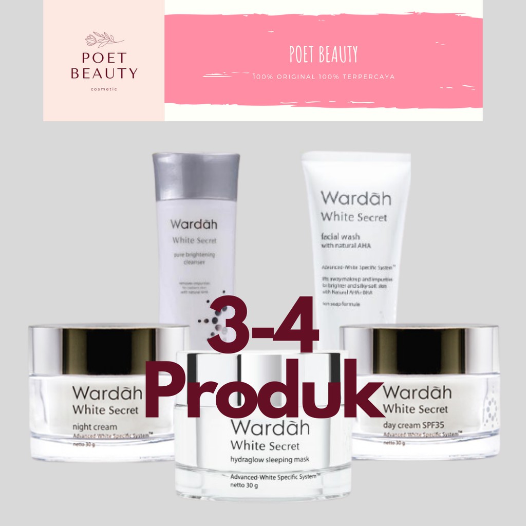Wardah White Secret Series Paket Cream 3-4 Produk