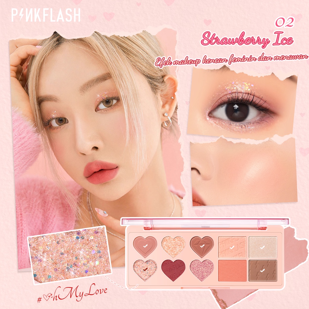 PINKFLASH Multiple Face Palette Eyeshadow &amp; Blush &amp; Highlighter &amp; Contour 4 in 1 #OhMyLove