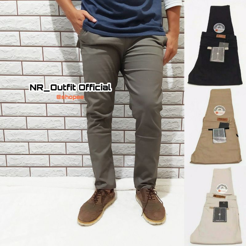 Celana Cinos Panjang Pria Chinos Slim Fit Stretch Kerja Chino Big Size Zaraman 27-38