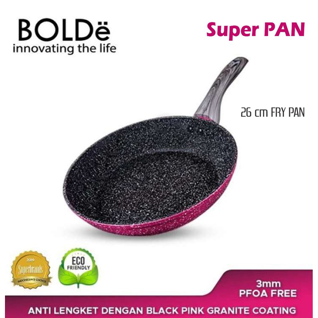 Bolde Frypan 26CM BlackPink Panci Wajan Frypan Granit Anti Lengket