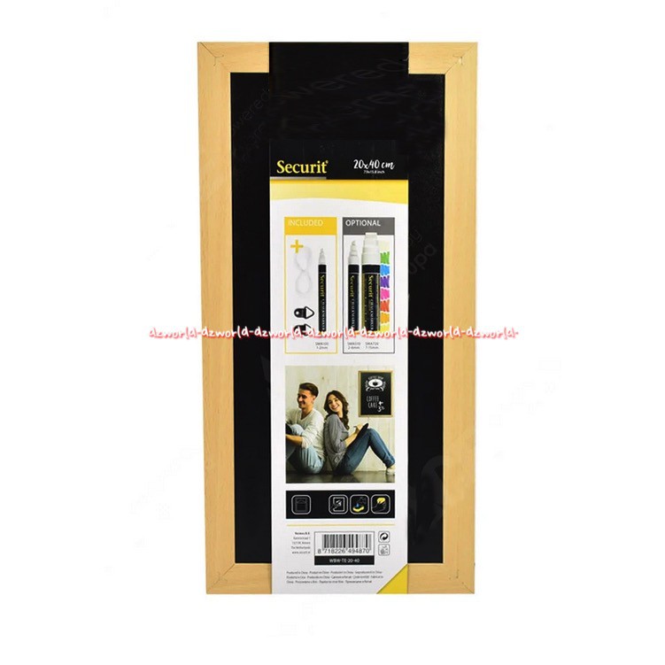 Securit Woody Chalkboard Papan Tulis Hitam Dengan Bingkai 20X40cm Papan Tulis Mini