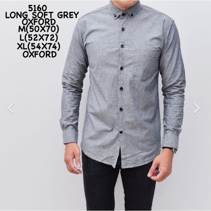 Kemeja Pria bisa COD Remaja Distro Casual Hem Premium T0W9 Cowok Polos Abu abu Panjang Kerja Kantor