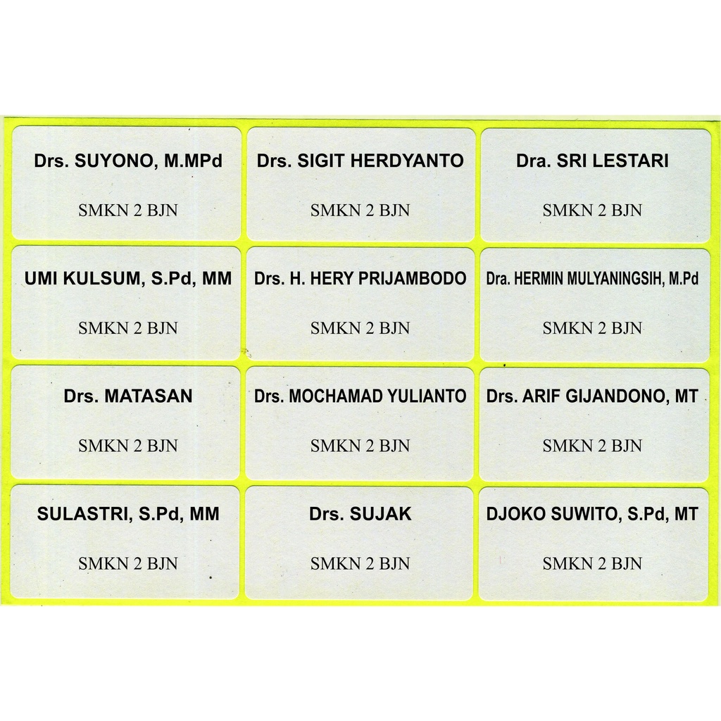 

Cetak Label undangan ukuran 103