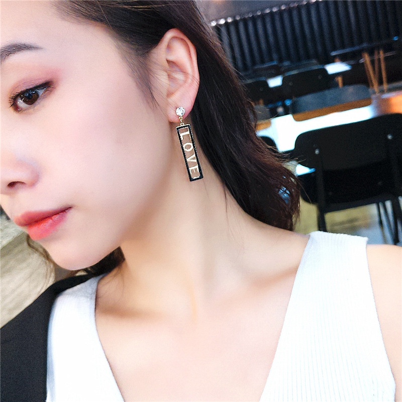 Korea anting-anting sederhana kepribadian panjang huruf anting-anting perempuan semua yang sesuai de