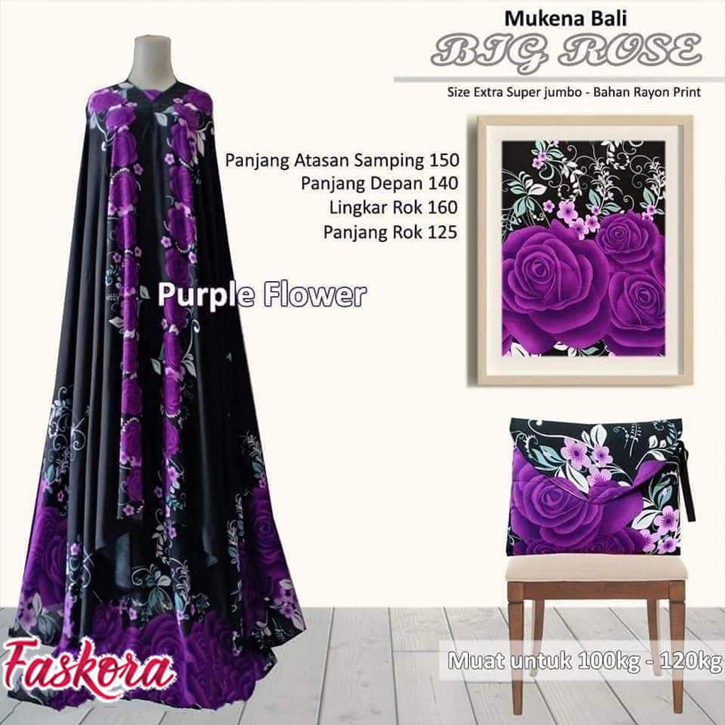 Mukena Dewasa Murah dan Adem Terbaru Katun Rayon Premium Bali Extra Super Jumbo XXXXL 4XL Big Rose