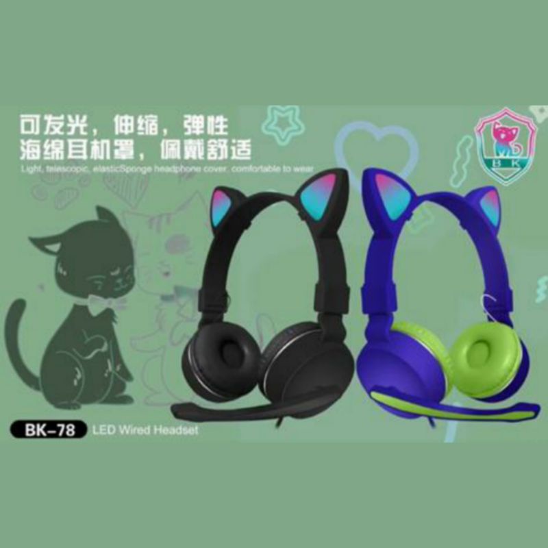 Headphone Bando Cat BK-78 / Headset Bando Ear Cat LED BK-78