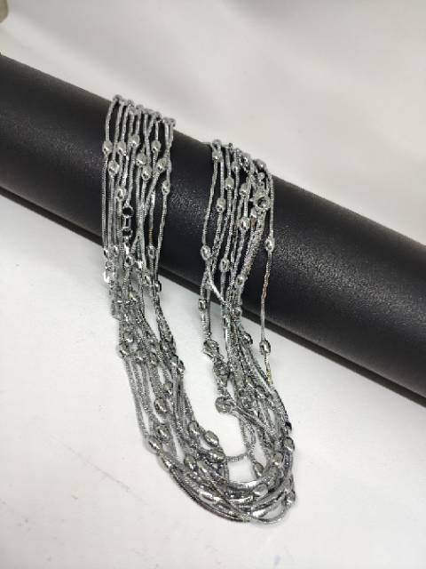 Kalung silver 40cm isi 10 pcs model butiran lonjong