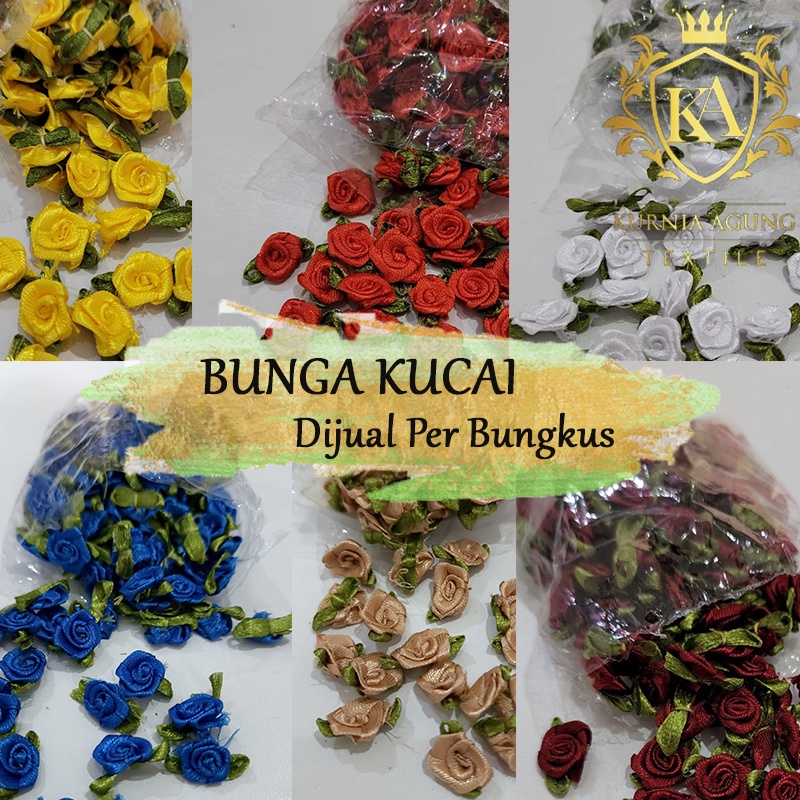 Bunga Kucai Mini / Bunga Mawar Kucai Isi -/+ 144 pcs aplikasi pita souvenir bahan craft