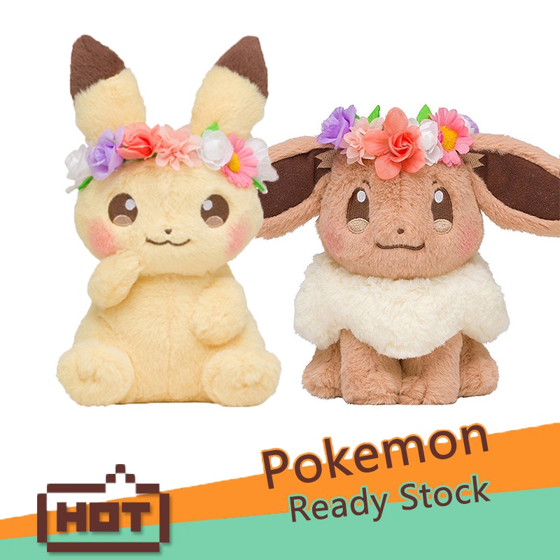 【Ready Stock!!!】Pokemon Center Pikachu&amp;Eevee's Easter Plush Doll Cute Animal Stuffed Gift Toy