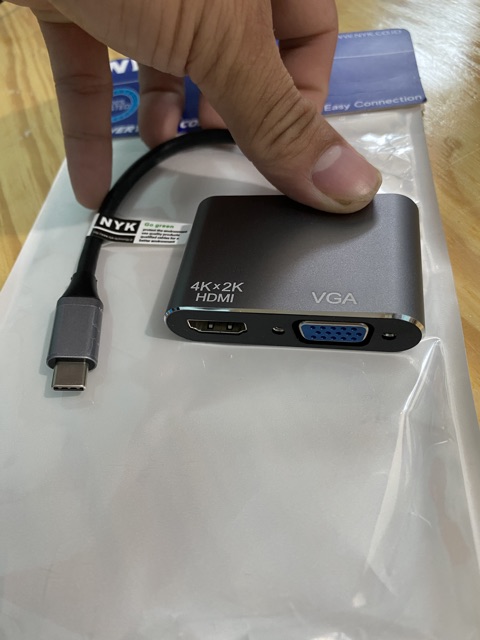 Converter USB Type C To HDMI Dan VGA Adapter 2IN1