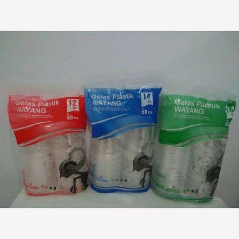 GELAS PLASTIK CAP WAYANG ALL SIZE - GELAS CUP - CAP WAYANG