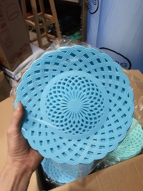 Piring Rotan Plastik Bulat Piring Lidi TEBAL ISI 1 LUSIN-4